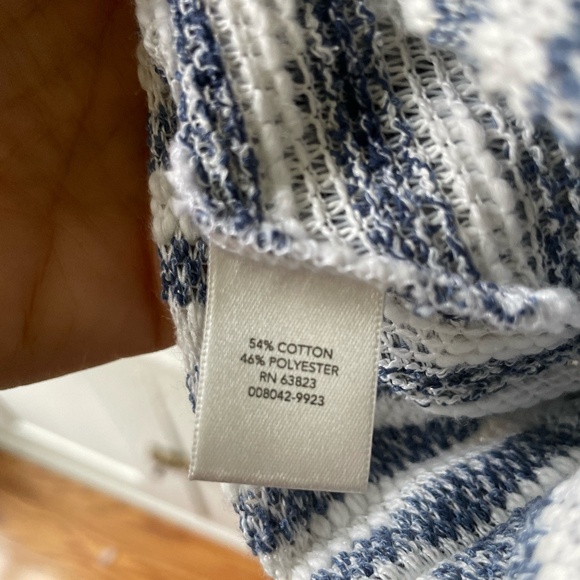 WOMENS PLUS SIZE CJ BANKS BLUE/WHITE STRIPED LONG SLEEVE BLOUSE 1X - Picture 9 of 9